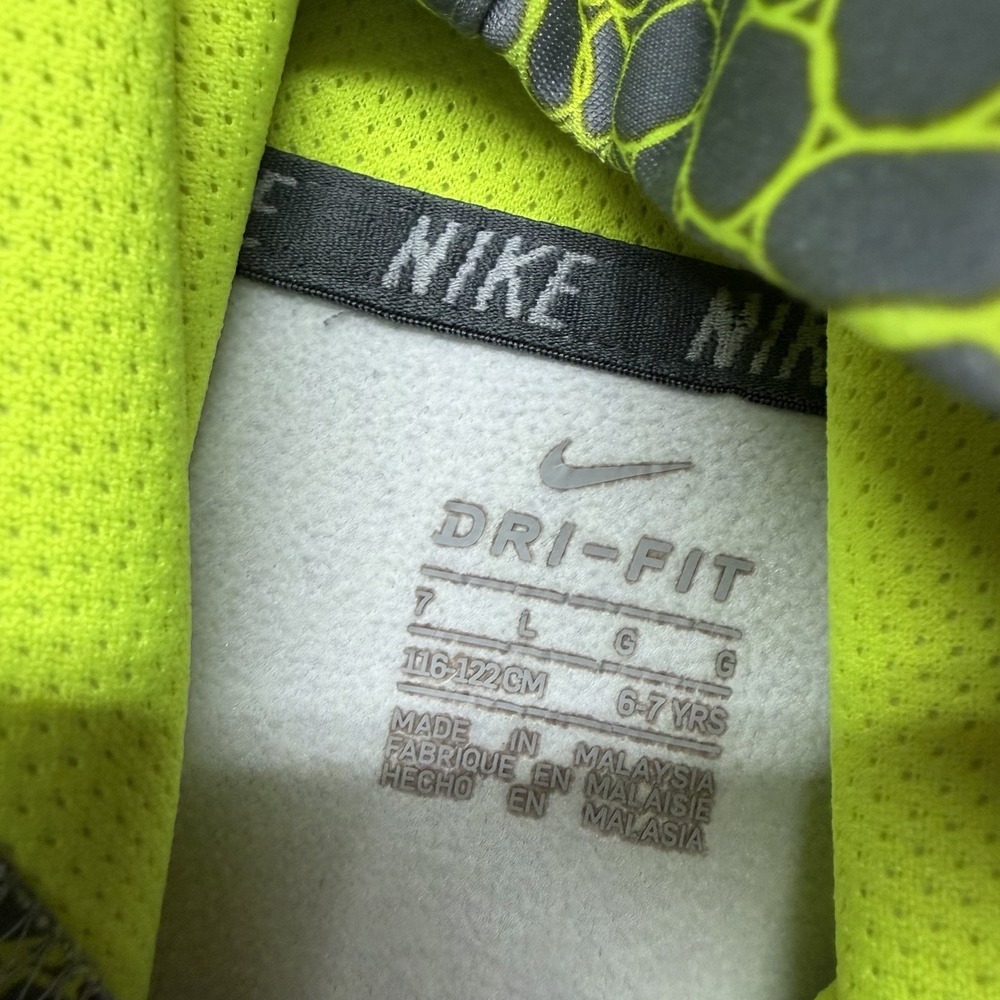 Nike Dri Fit Therma Hoodie Sweatshirt Youth Boys Size 7 Green Gray‎ Geometric - Picture 6 of 8